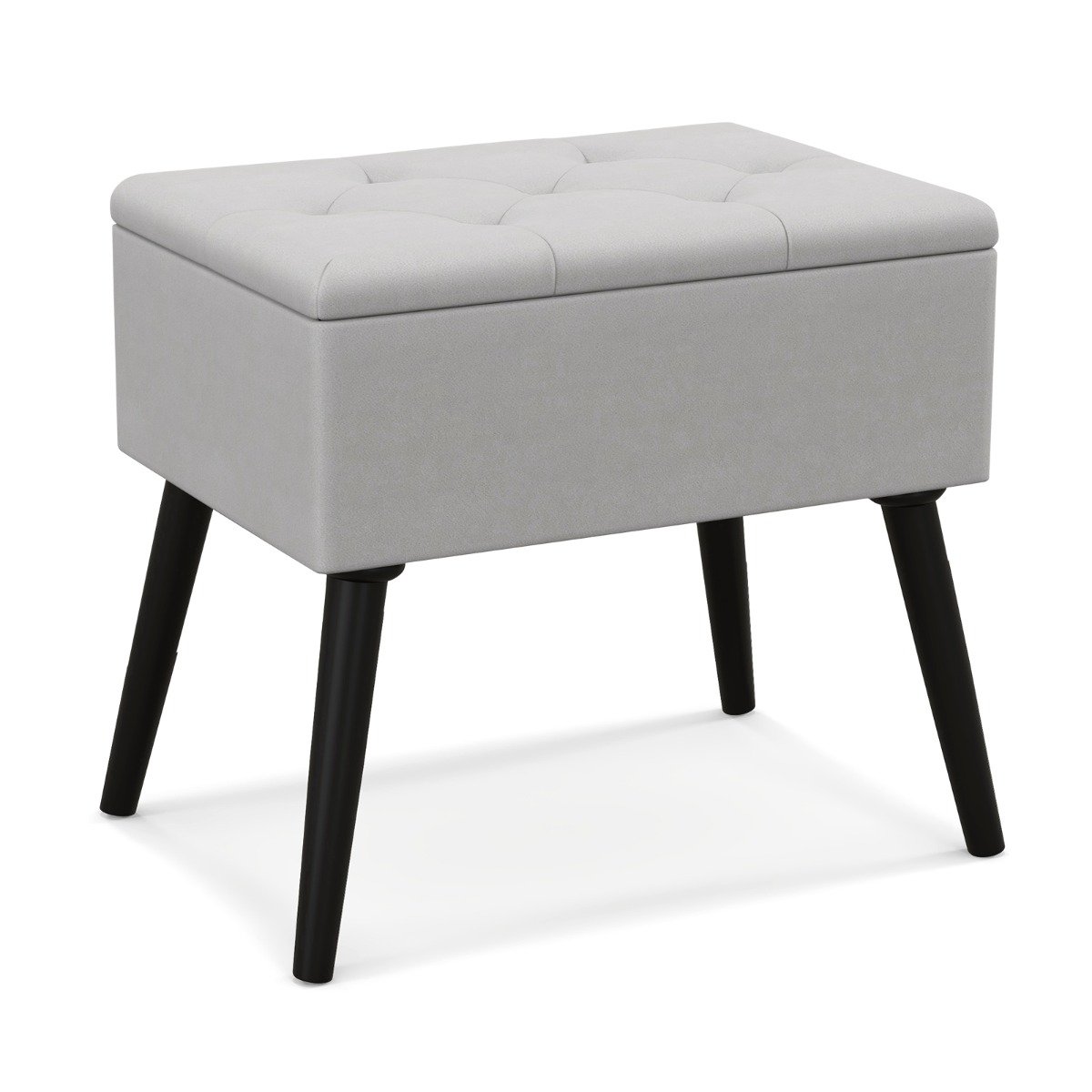 Ottoman Bench - Modern Upholstered Flip Top Velvet Storage Ottoman Footrest-Grey