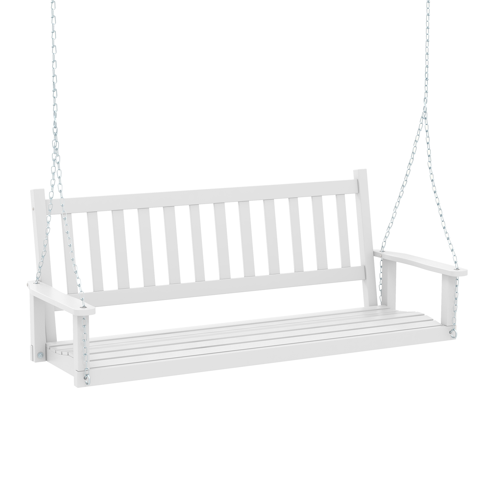 3 Person Wooden Outdoor Porch Swing with 800 lbs Weight Capacity - White