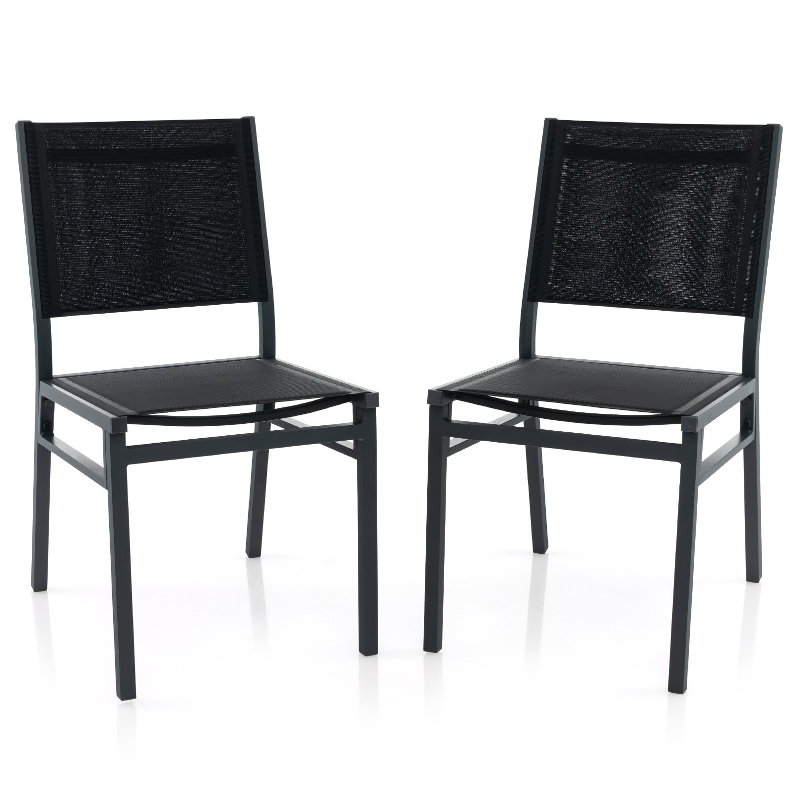 Garden Chair - Patio Armless Chair with Breathable Seat and Backrest-2 Pieces