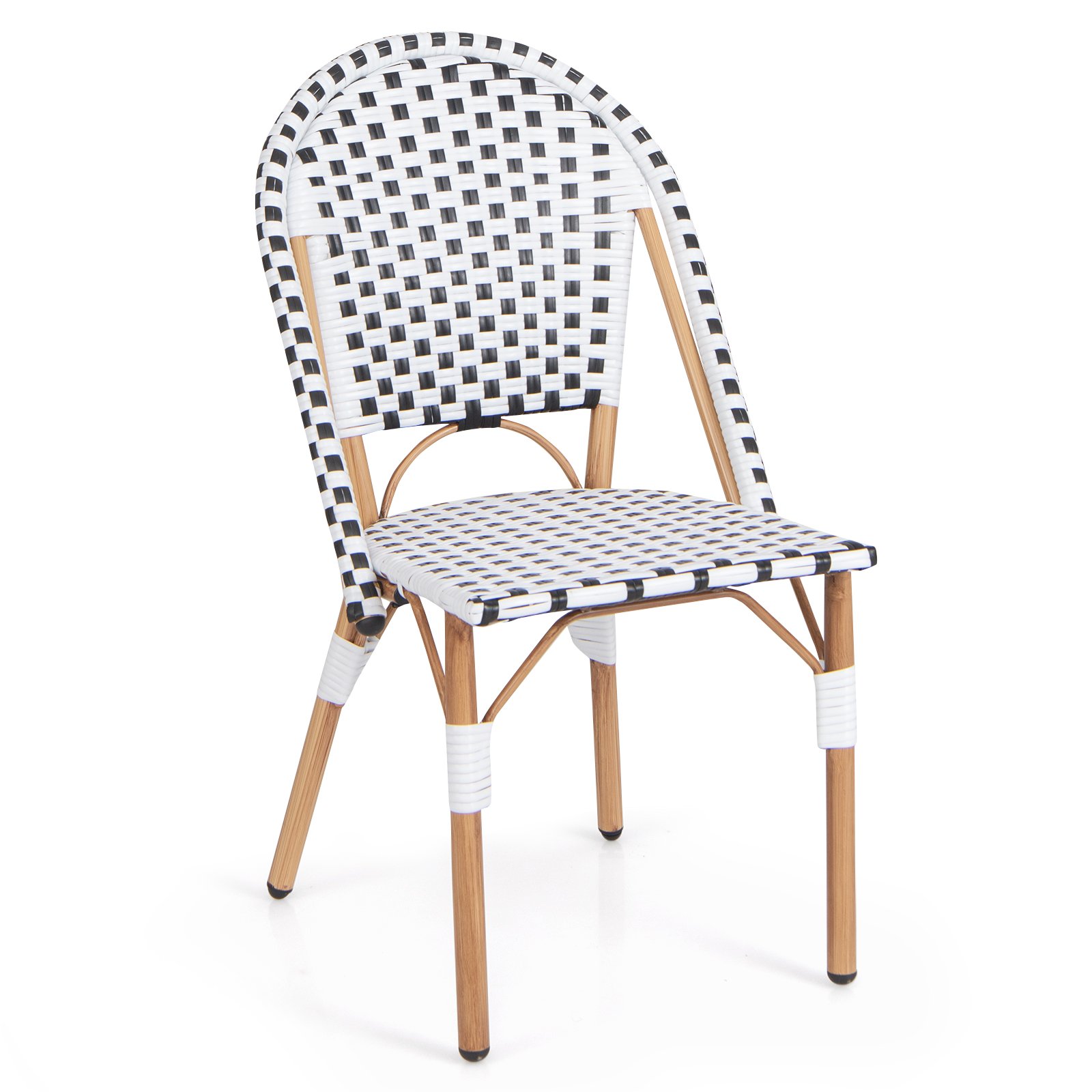 Garden Chair - Outdoor Armless French Bistro Chair Set of 2-Black White