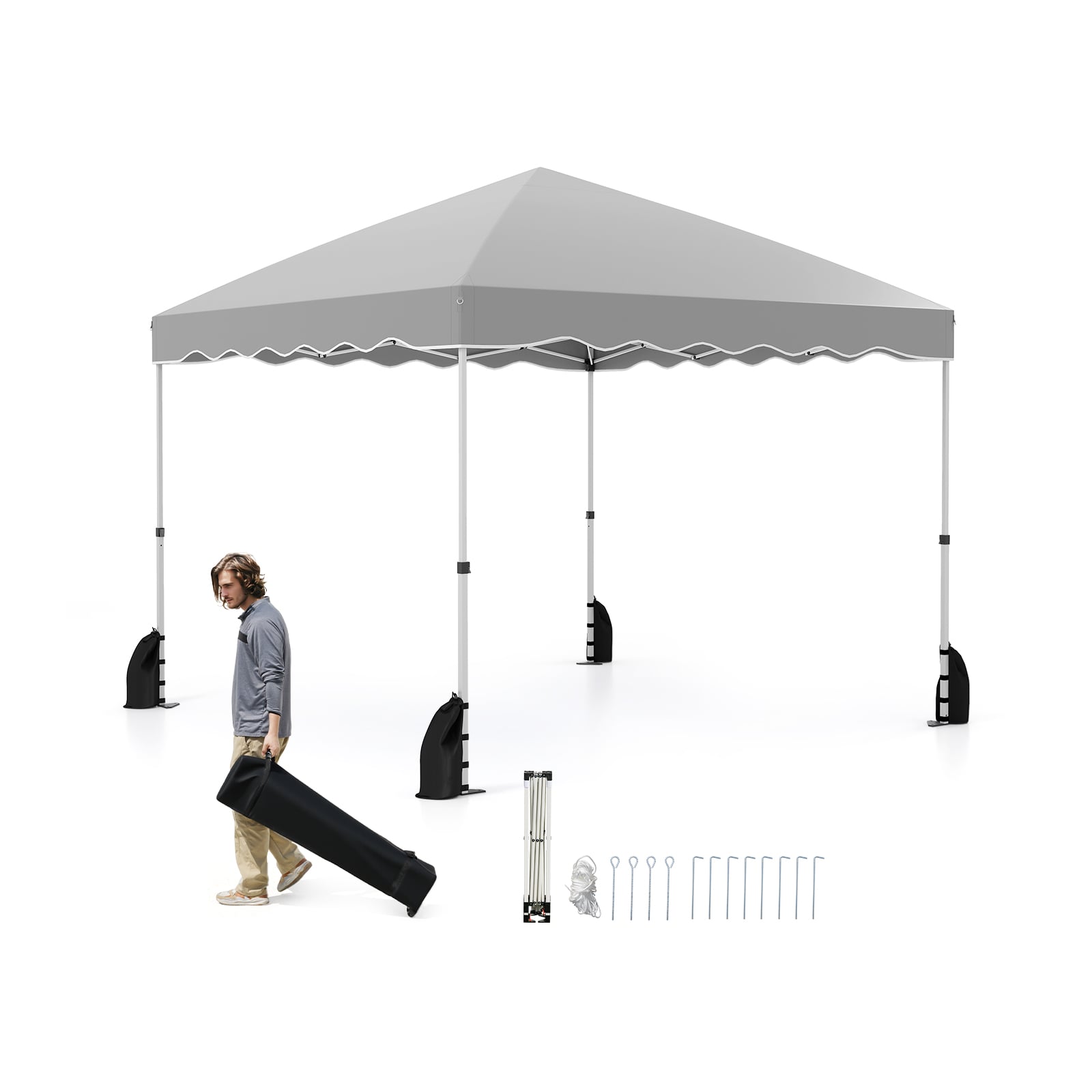 LEWRICK 300 x 300 cm Pop up Canopy Tent with Wheeled Bag-Grey