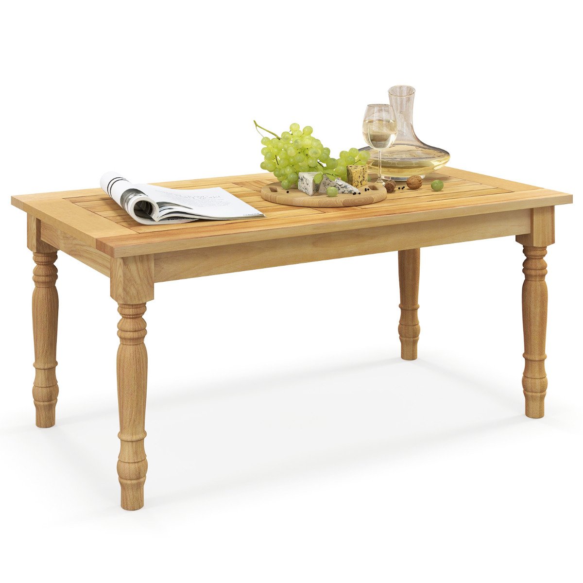 Patio Coffee Table with Solid Teak Wood Structure