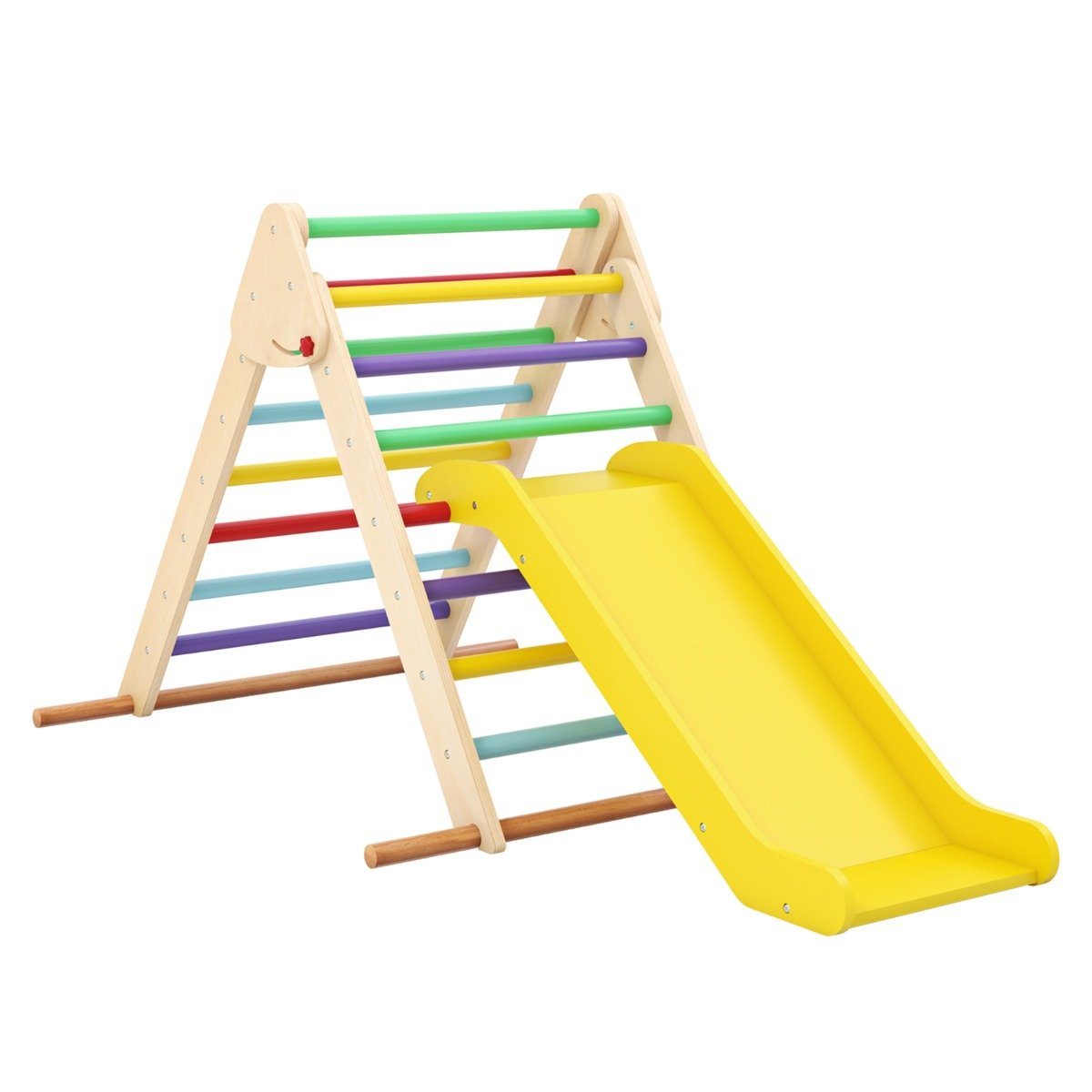 DAUL Pikler Triangle Set Foldable Triangle Climber with Slide-Colourful