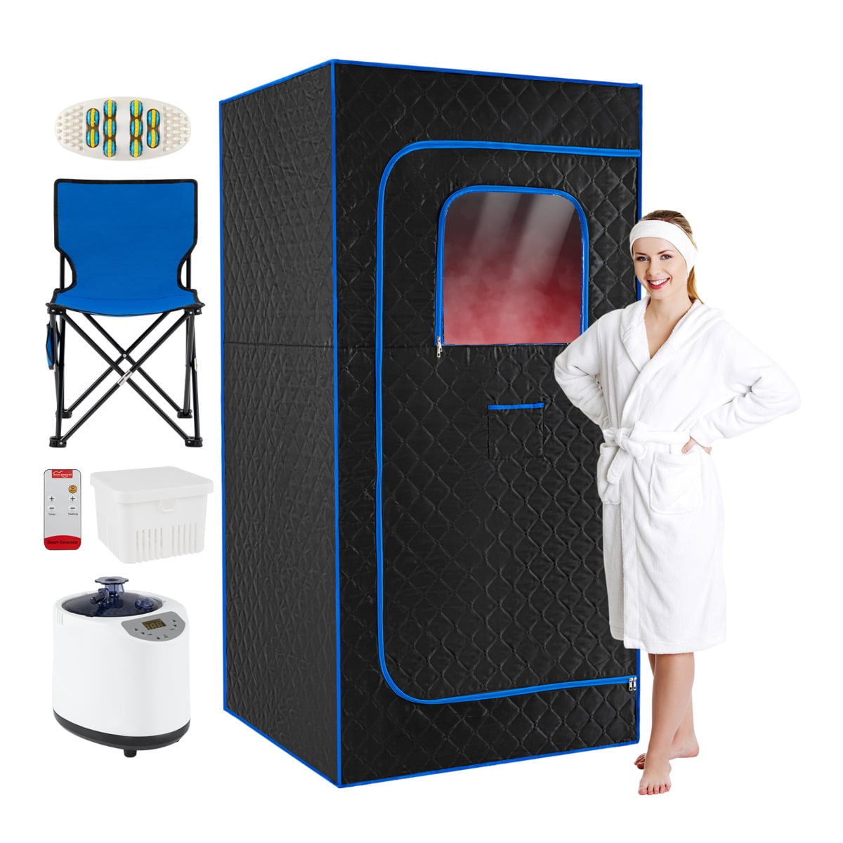 XZEN Portable Steam Sauna Box Extra-Large Tent 3L/1200W Fast-Heat Steamer-Blue