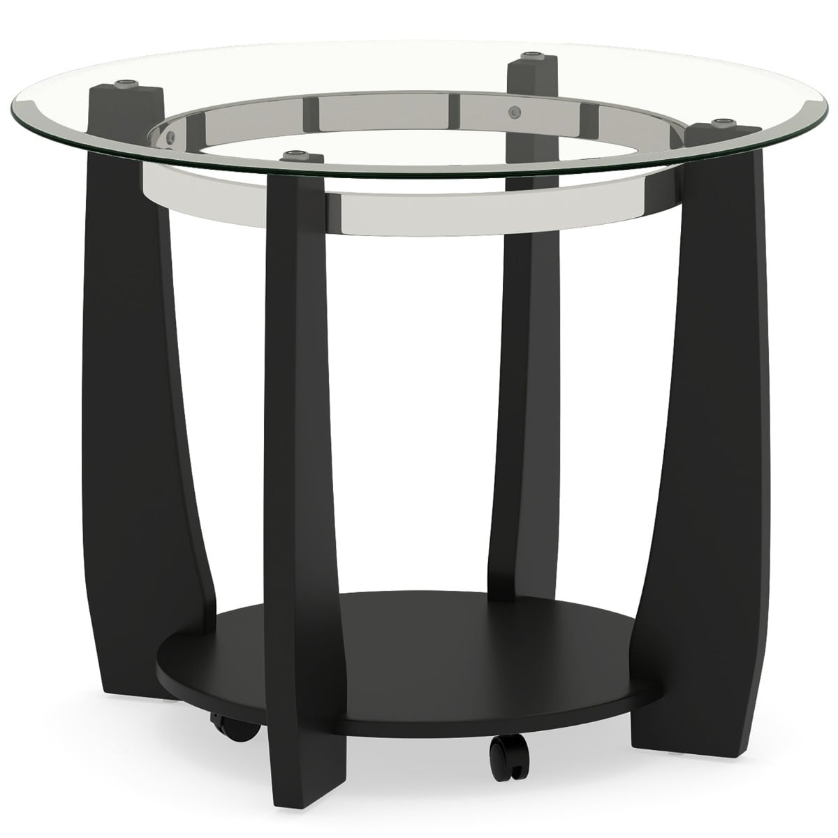81cm Round Coffee Table with Storage Shelf-Black