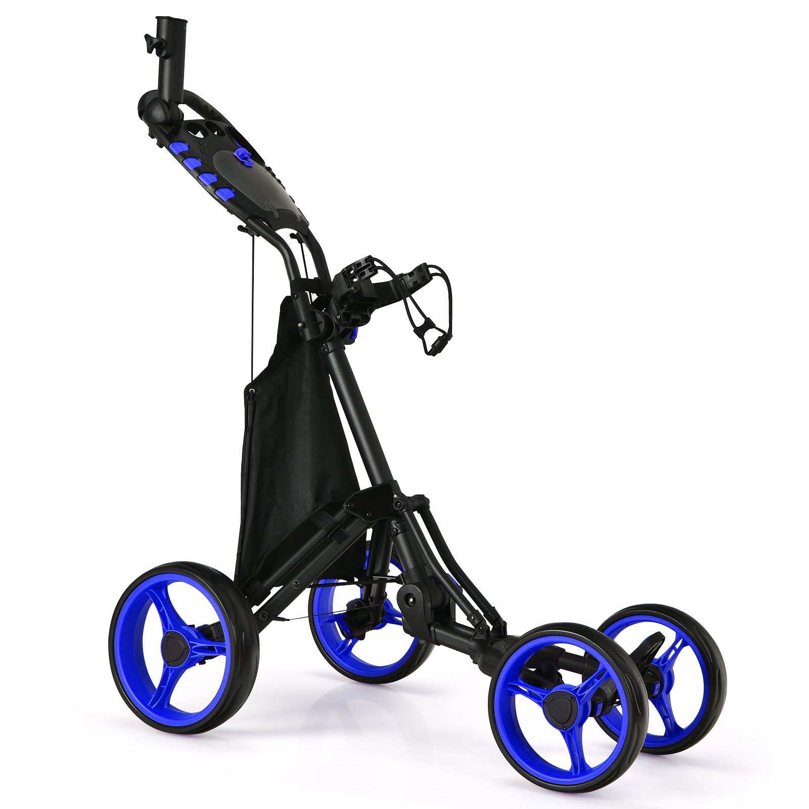 Golf - Golf Push Pull Cart with Waterproof Bag and Foot Brake-Blue