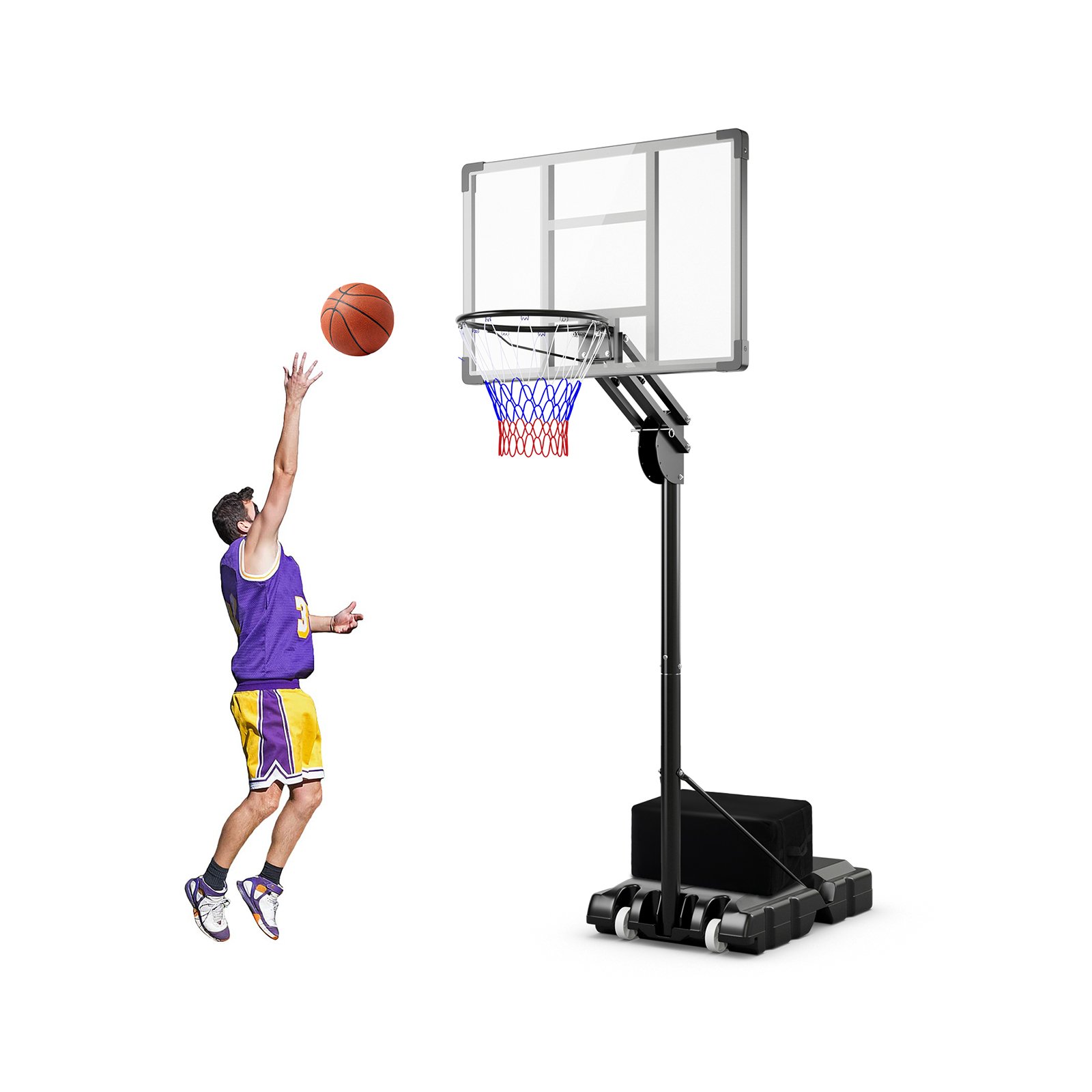 Basketball Hoop - 4.9-10 FT Adjustable Basketball Hoop with Shatterproof Backboard and Free Weight Bag