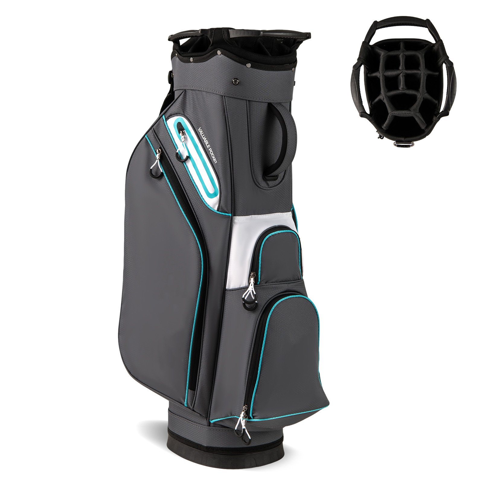 ULALXO Lightweight Golf Cart Bag with 14-Way Divider Top and Cooler Pocket-Grey