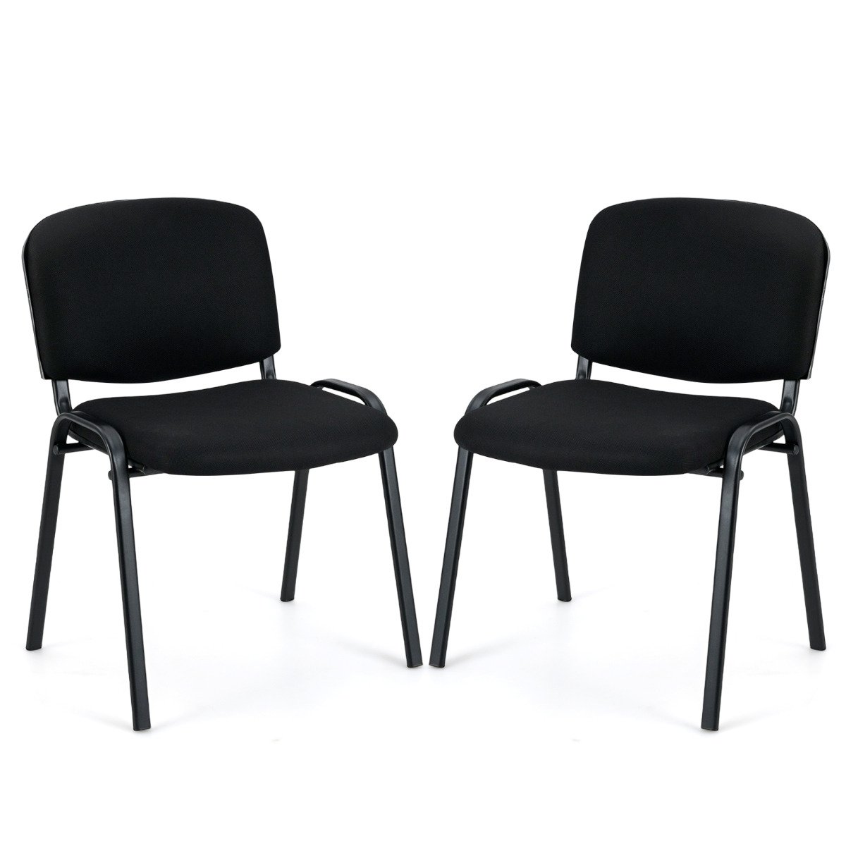 Set of 2 Waiting Room Chairs Stackable Reception Guest Chairs-Black