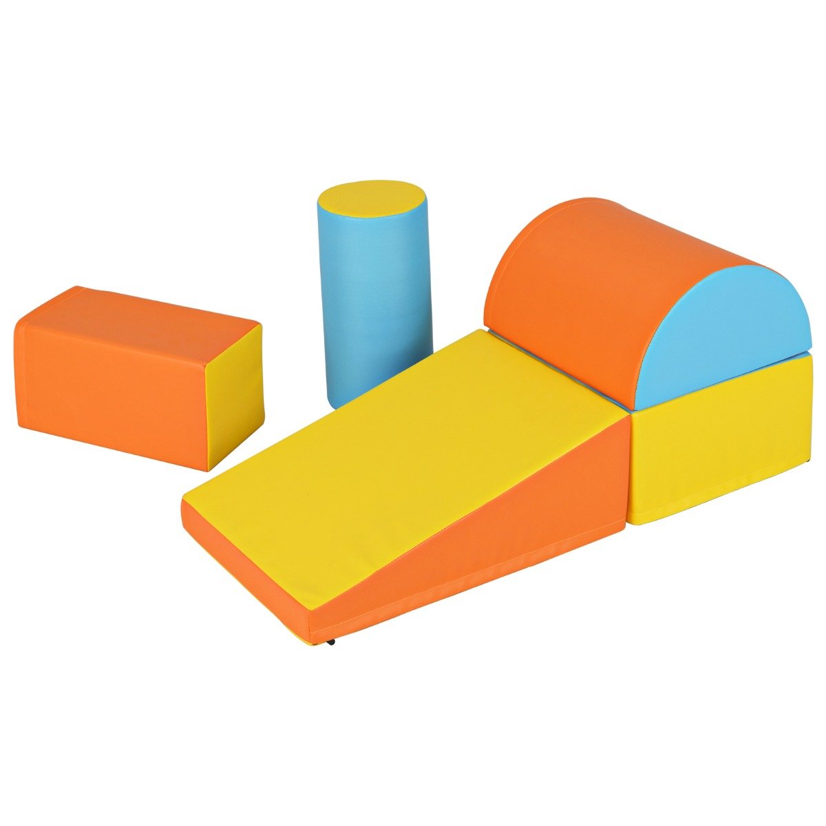 ARRIFI 5-Piece Soft Waterproof Kids Climb and Crawl Activity Playset-Yellow and Blue