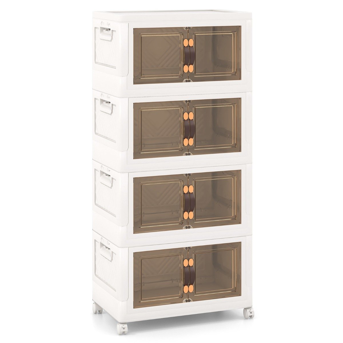 Sideboard - 27/34/44/59/78/92.5 Gal Stackable Storage Bins with Lockable Wheels-44 Gal-4-Tier