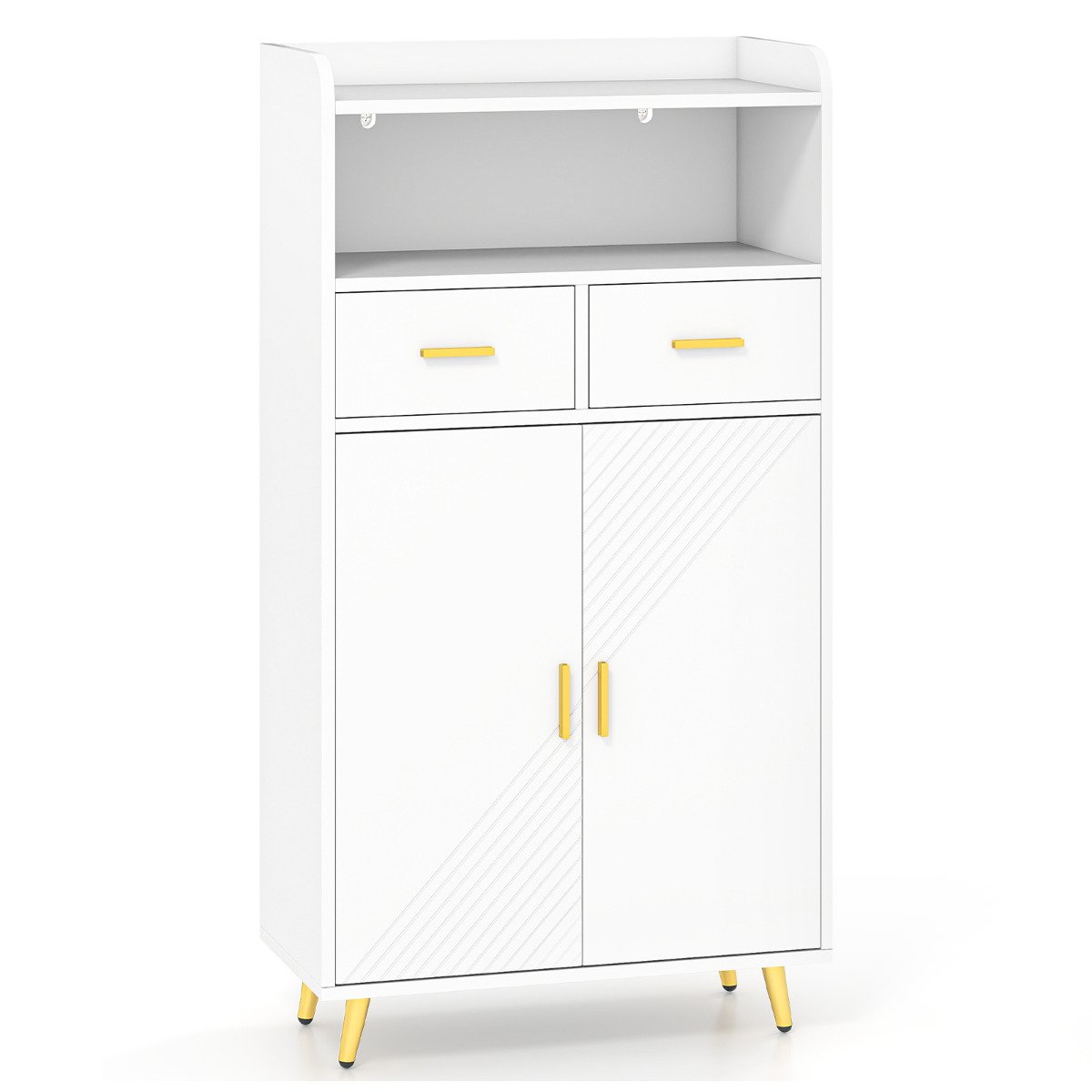 SIMOAN Storage Cabinet with 2 Drawers and 2 Doors-White