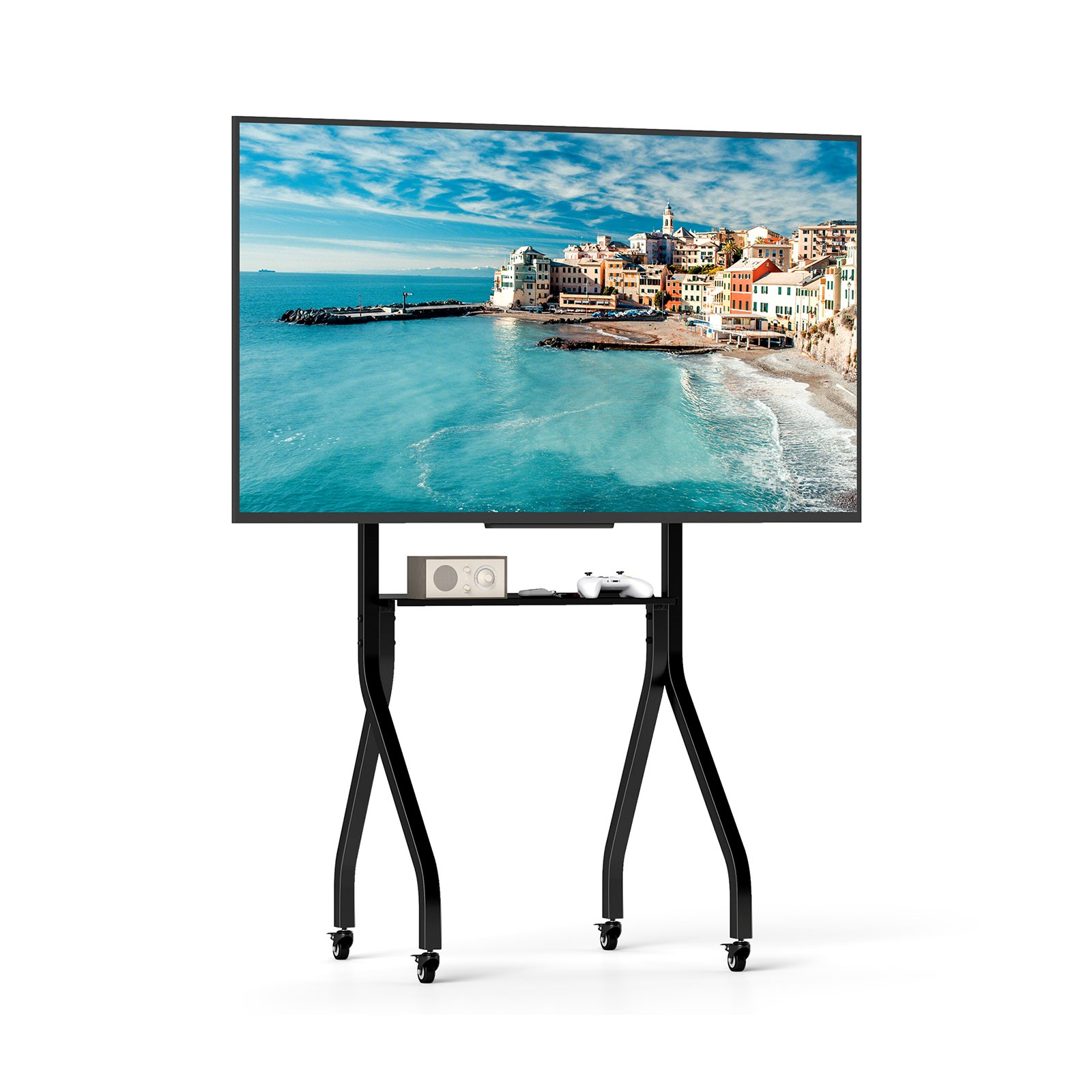 Height Adjustable Floor TV Stand with AV Shelf