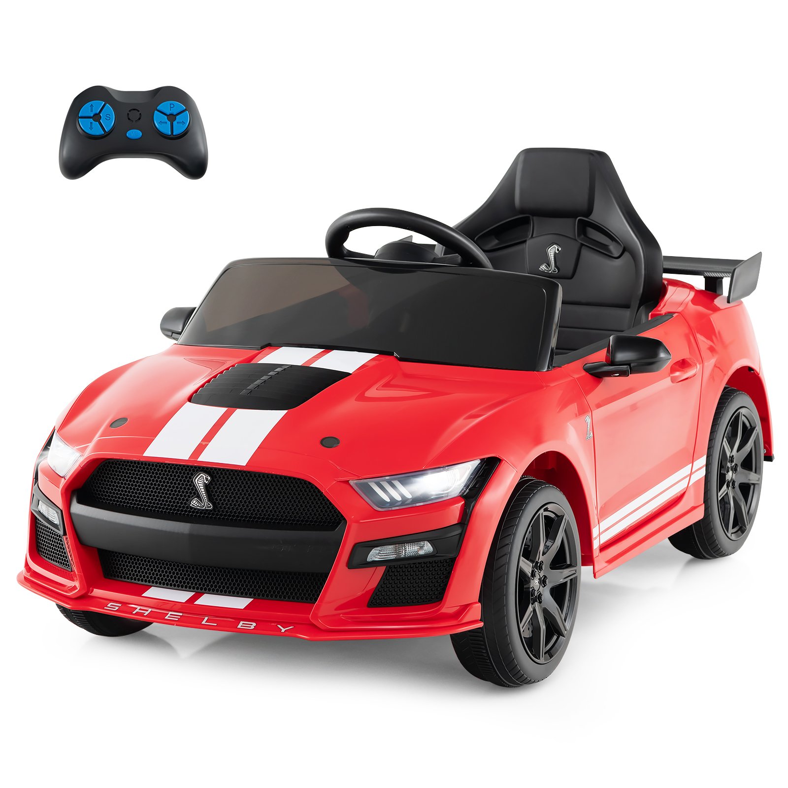 Kids Electric Car - 12V Kids Ride on Car Electric Licensed Ford Mustang Shelby GT500 - Red