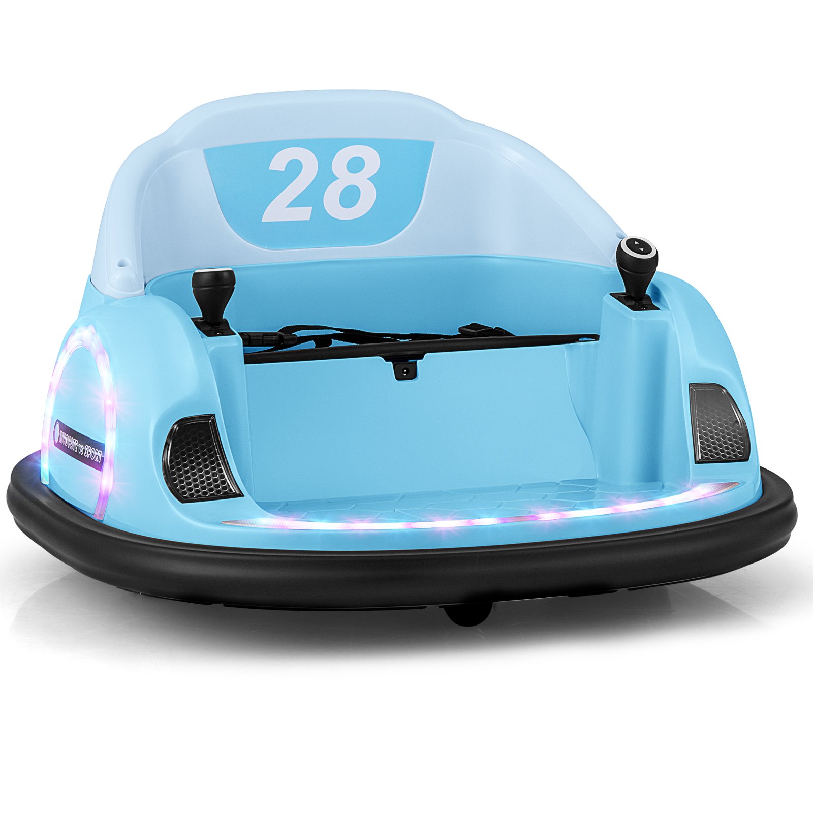 MYZO 12V Kids Ride on Bumper Car with Flashing Lights and Remote Control-Blue