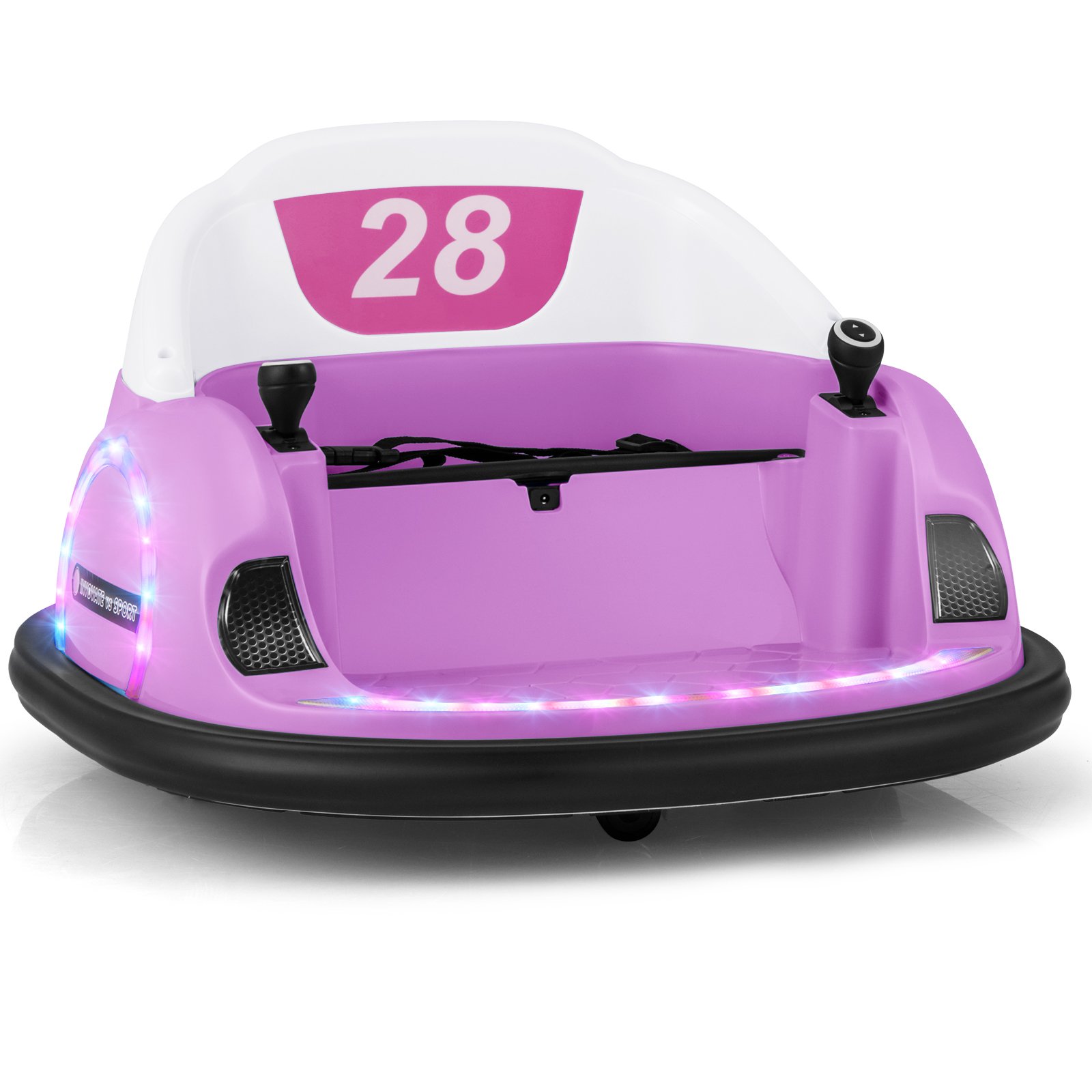 MYZO 12V Kids Ride on Bumper Car with Flashing Lights and Remote Control-Pink