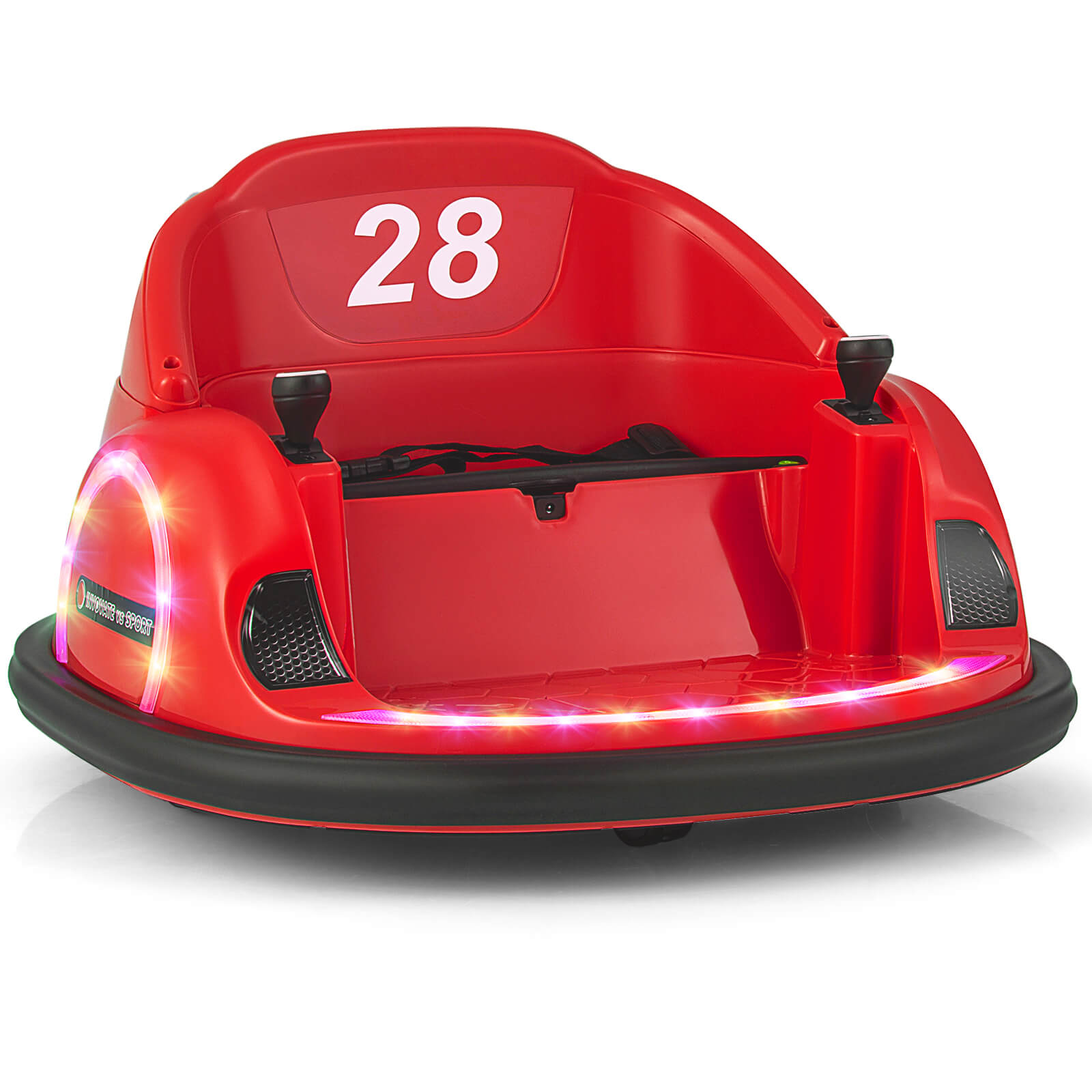 MYZO 12V Kids Ride on Bumper Car with Flashing Lights and Remote Control-Red