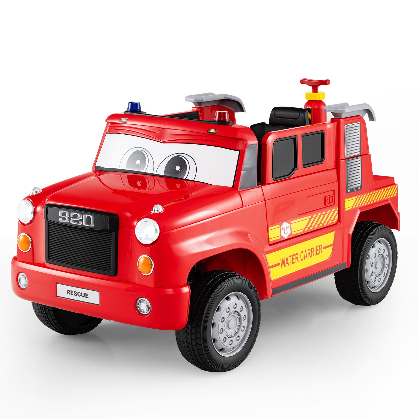 12V Battery Powered Fire Car Toy with Water Sprayer and Remote Control-Red