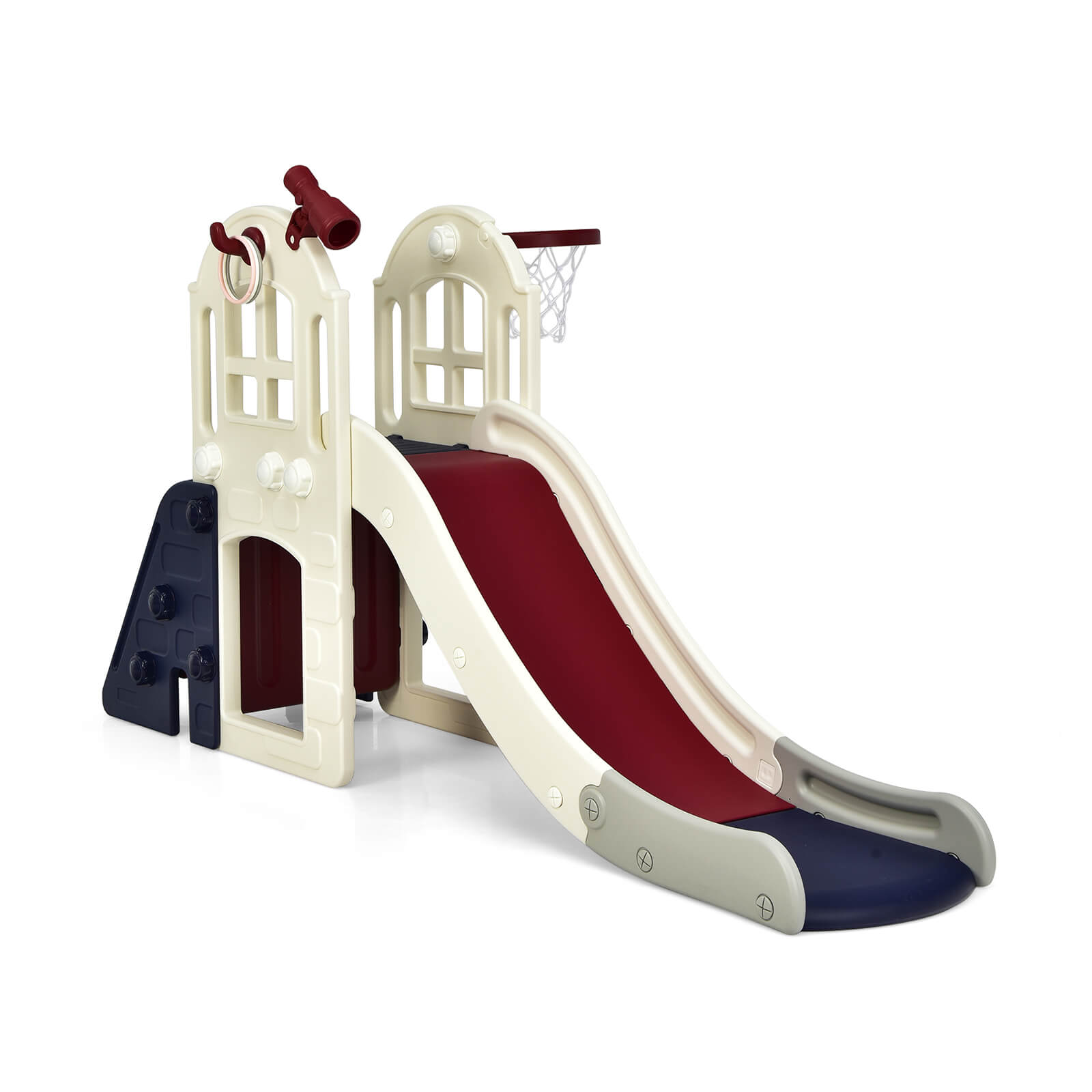 NEMOTY 6-In-1 Toddler Climber Slide Playset-Blue