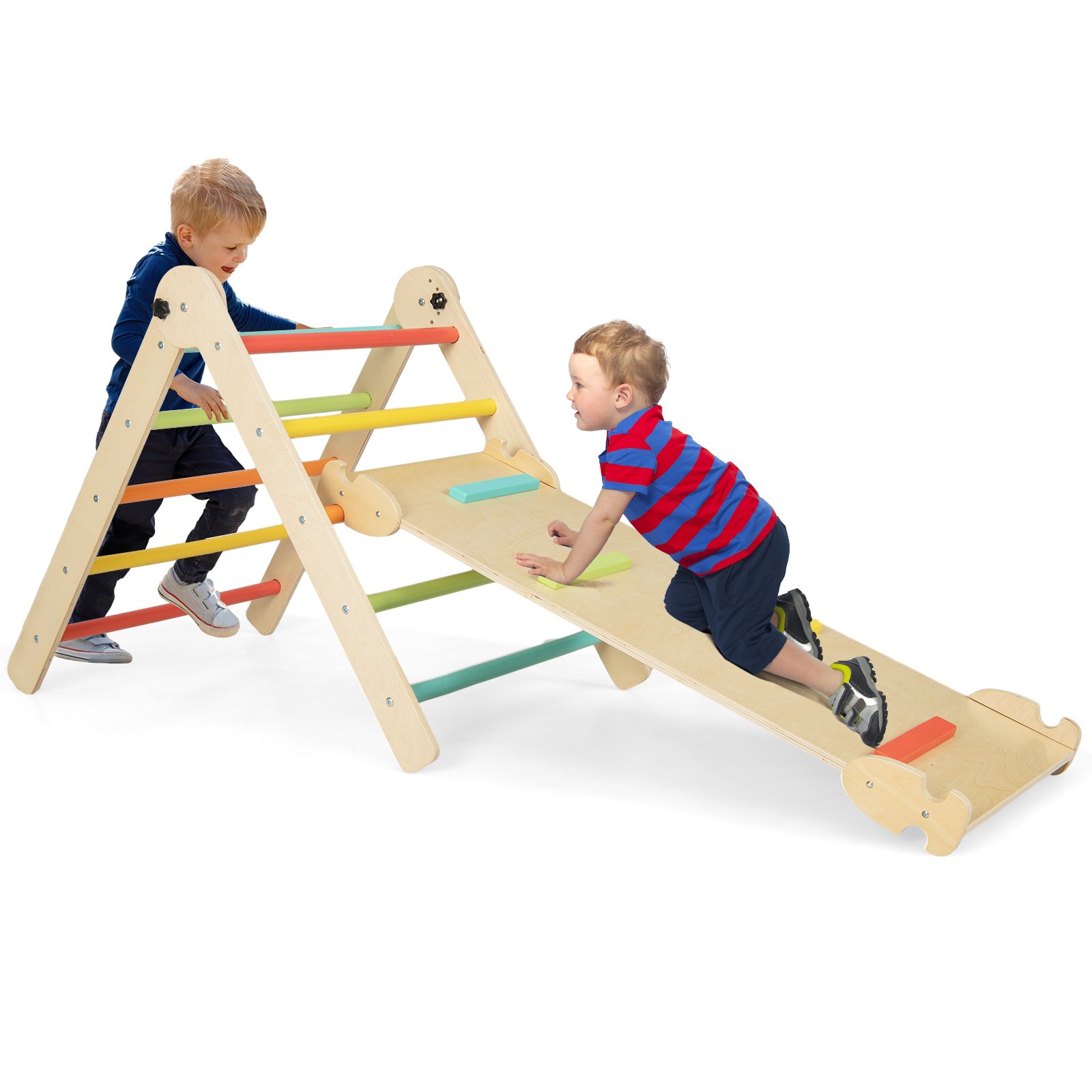 VICA 3-in-1 Triangular Climbing Toys Foldable Triangle Set for Toddlers-Colourful