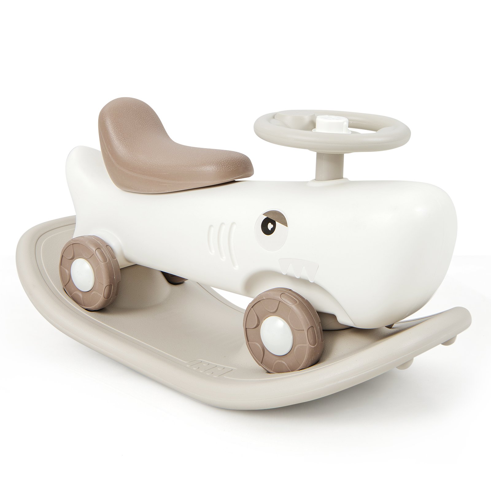 Kids Pedal Vehicle - Kids 3-in-1 Convertible Rocking Horse and Sliding Car for Indoor Outdoor Use-White