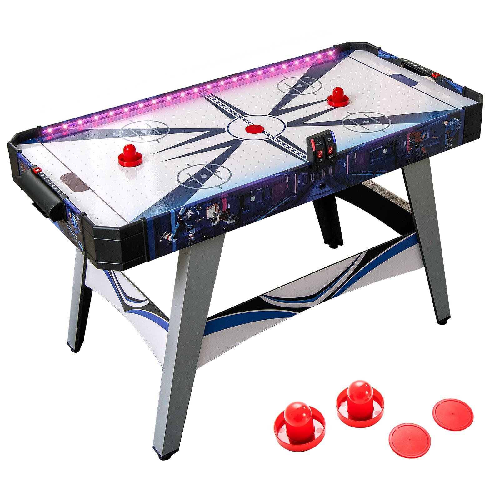 Air Hockey Game Table with Pucks and Pushers-White