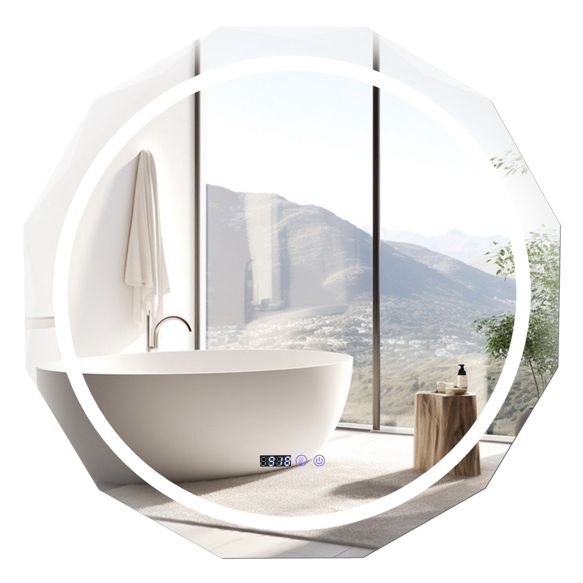 Wall Mirror - Wall Mounted Mirror with Dimmable 3-Color Lights and Memory Function
