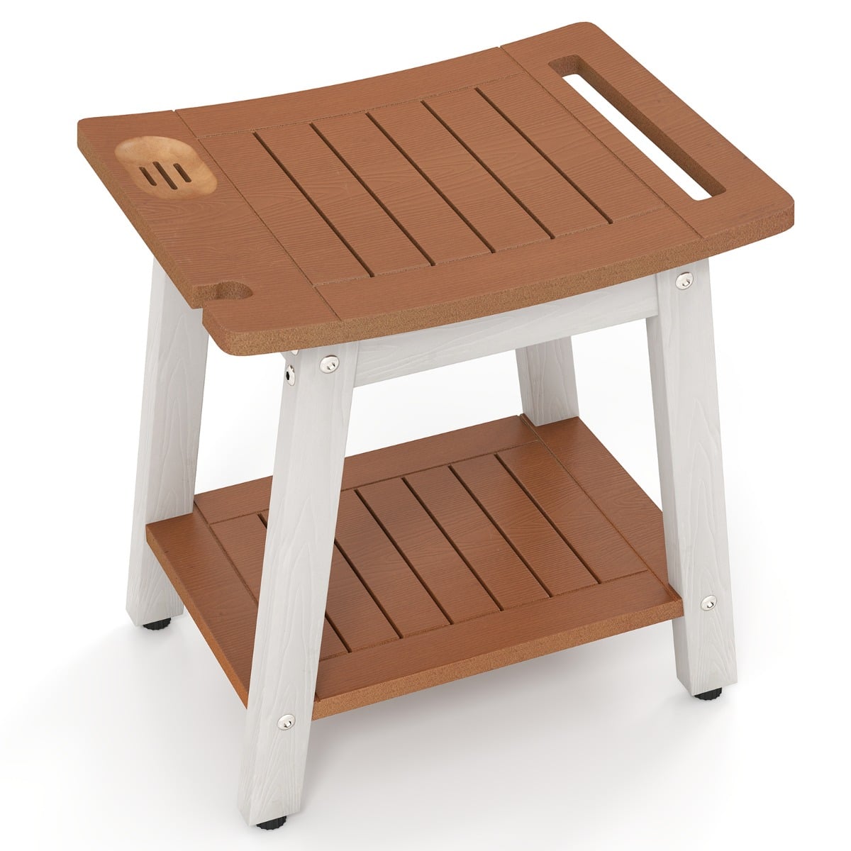 FROSTARYN Waterproof Shower Bench Seat with Handle-Brown