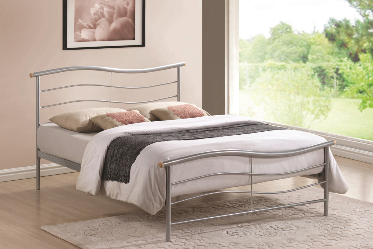 Single Bed - WAVONA 3ft Metal Bed Silver
