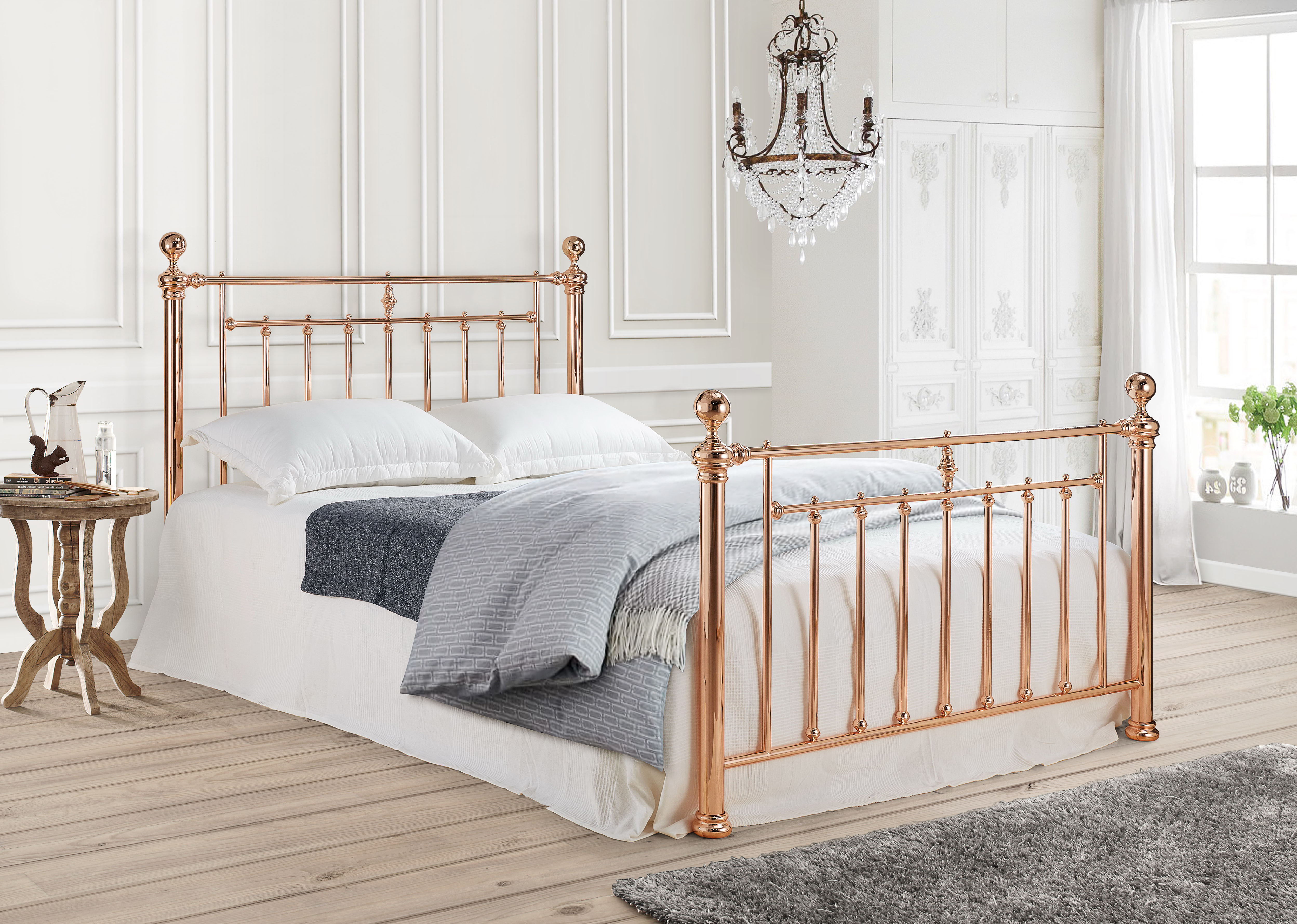 Kingsize Bed - ALVERSTON 5ft Metal Bed Rose Gold