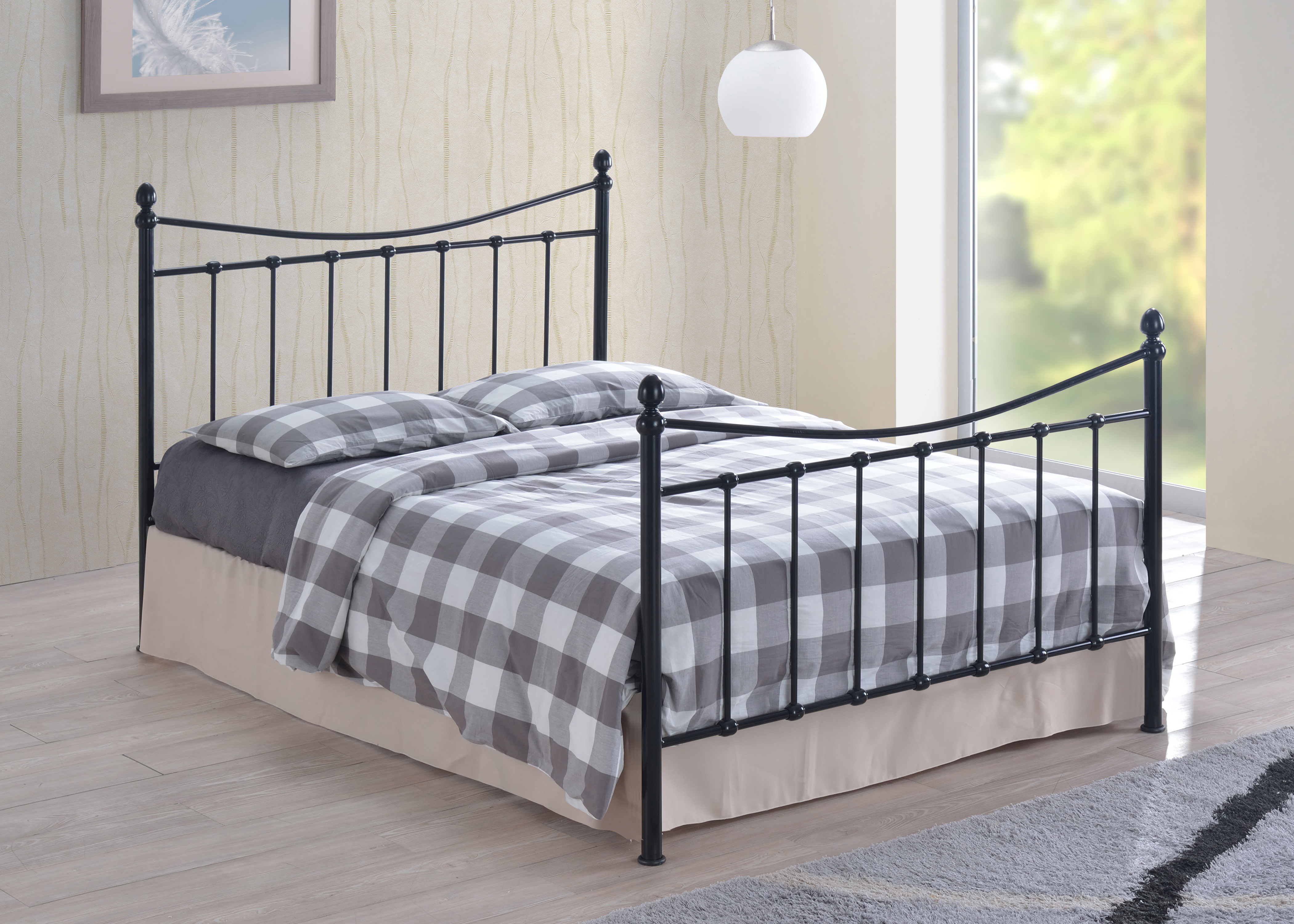 Double Bed - ALDERNOX 4ft6 Metal Bed Black