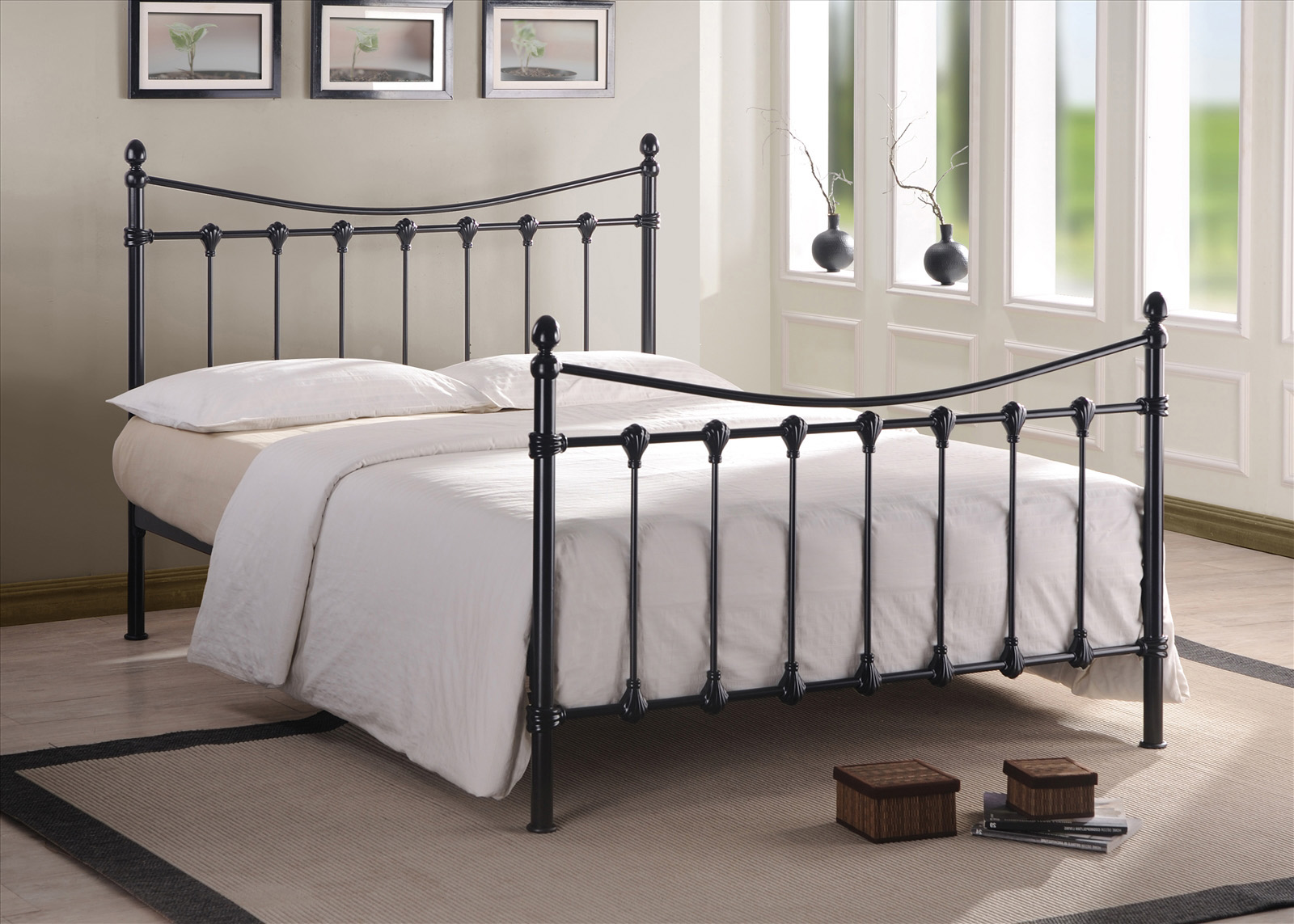 Single Bed - FLOVANA 3ft Metal Bed Black