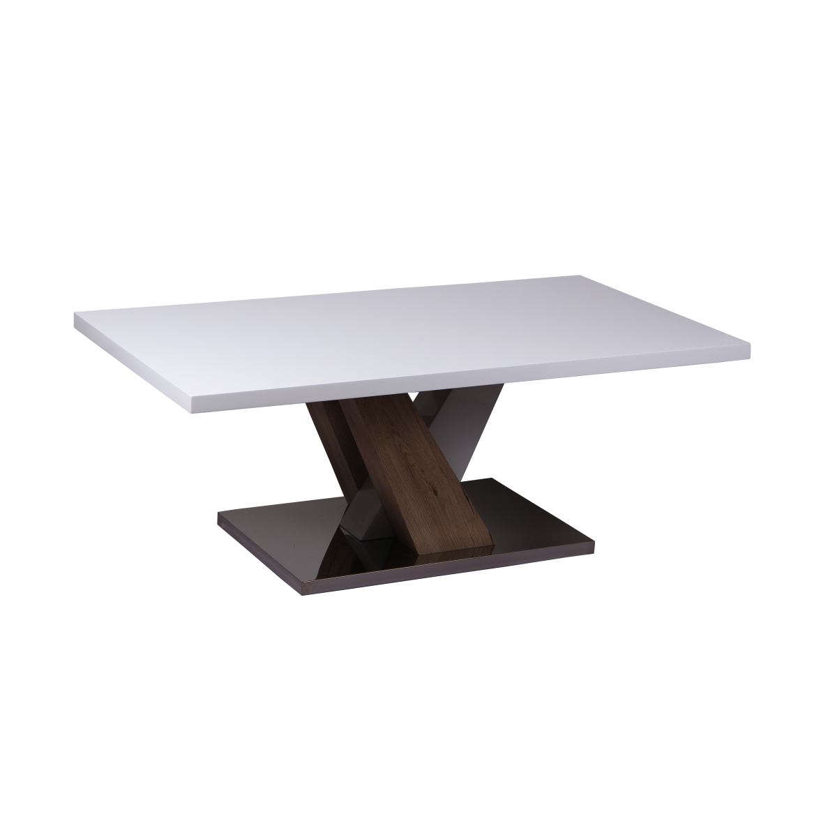 Monterey Rectangular High Gloss Coffee Table White and Natural - Contemporary Elegance