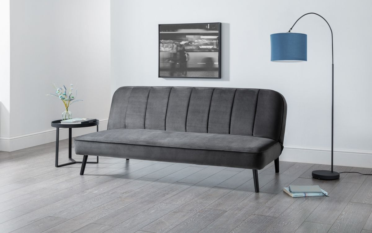 Miro Curved Back Sofa Bed - Grey Velvet