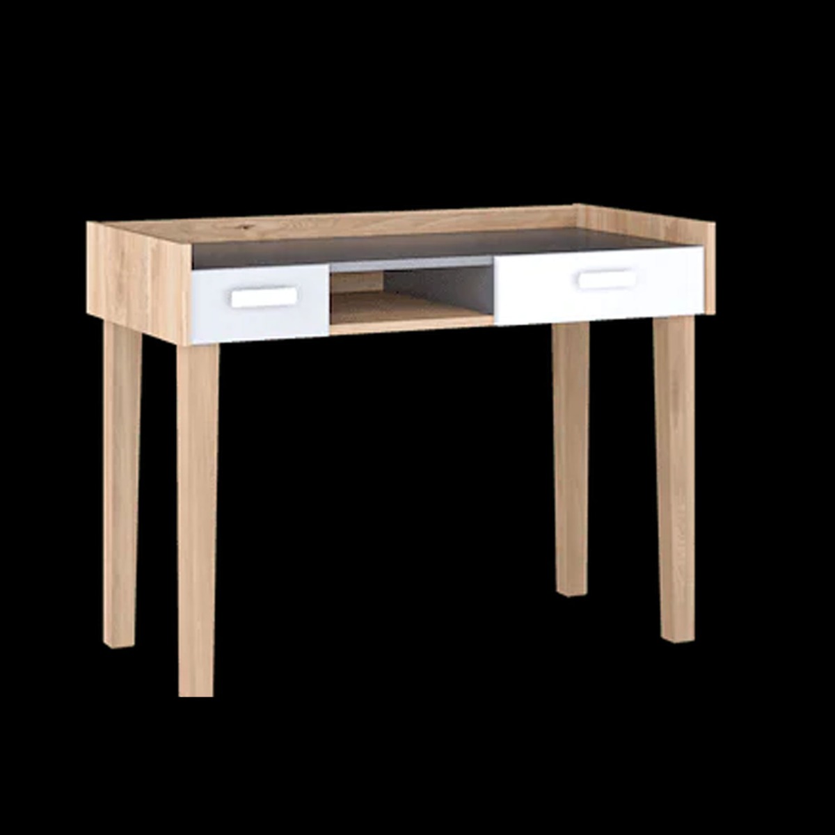 Bitternut 2 Drawer Desk - White and Oak
