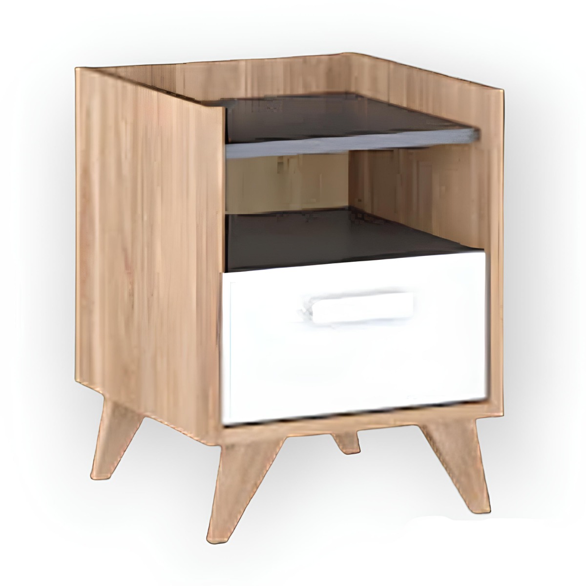 Bedside Table - BITTERNUT Nightstand Oak Castello and White and Grey 38cm