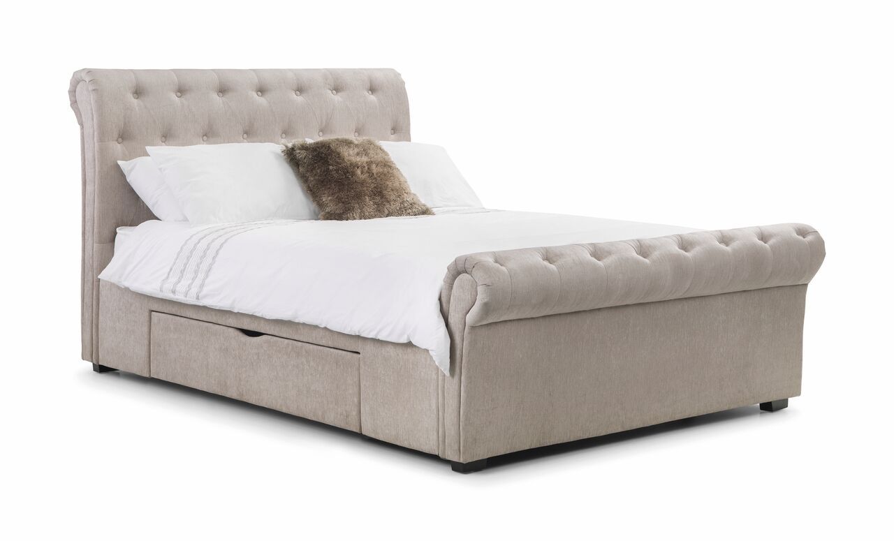 Ravello Buttoned Mink 2 Drawer Storage Bed - Kingsize 5ft