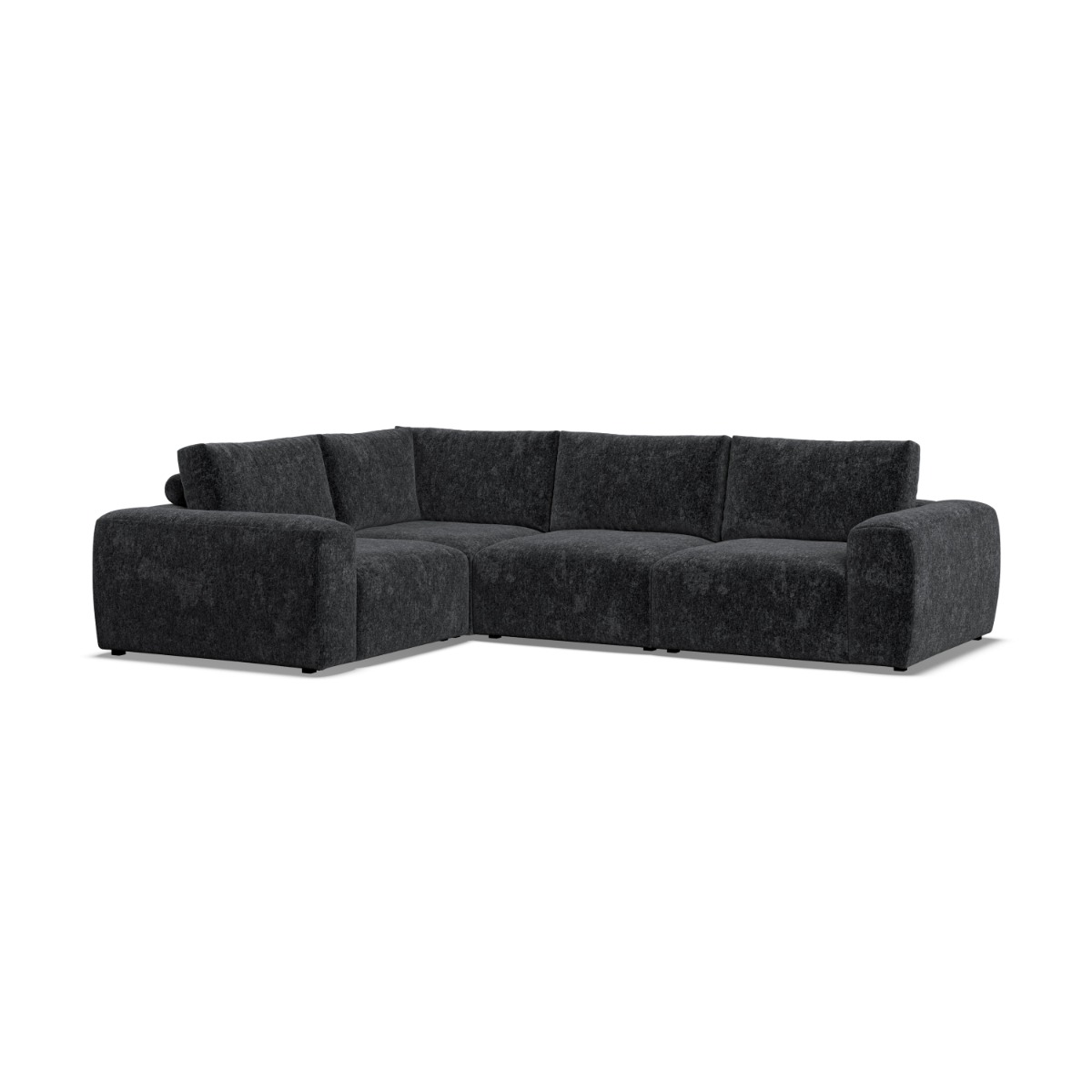 Corner Sofa - GRAZ Fabric 4 Seater Right Hand Facing - Black