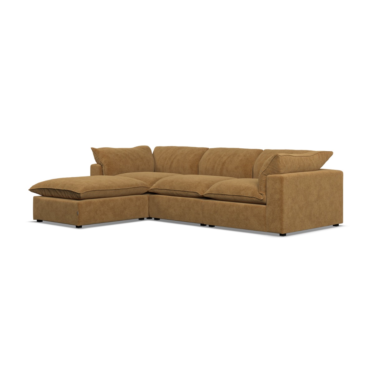 Corner Sofa - PUEBLA Fabric 3 Seater Right Hand Facing Amber - Footstool End