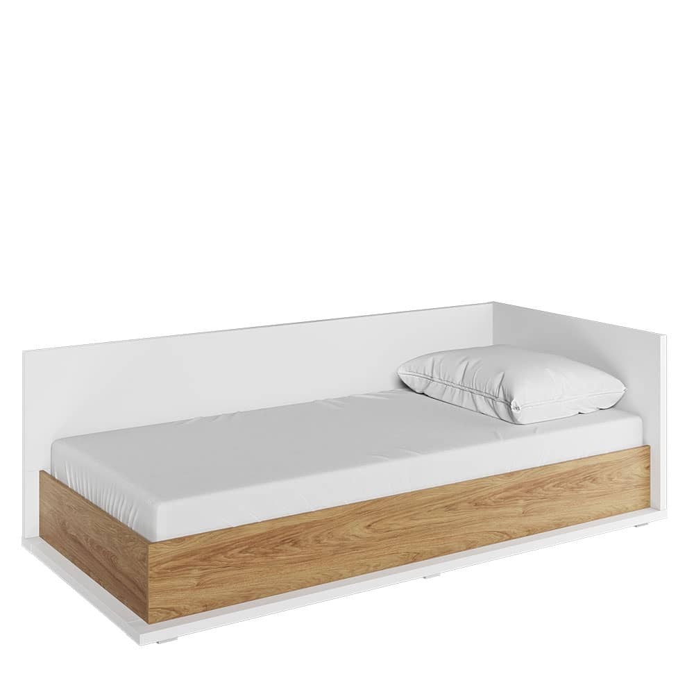 Simi RIght Side Storage Bed with Mattress Brown and White - EU Single Bed Bed