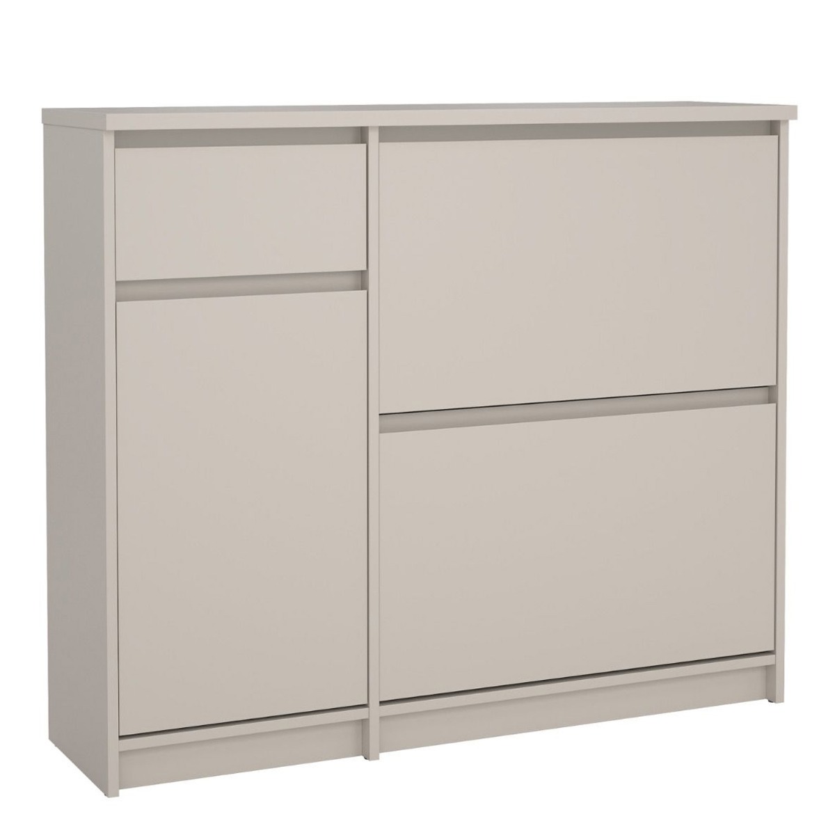 NANAIMO Shoe Cabinet with 2 Tilting Doors, 1 Door and 1 Drawer - Cashmere