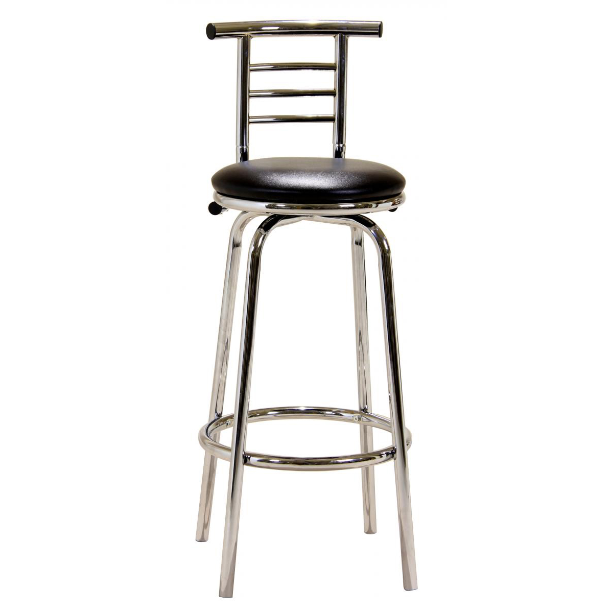 Tintagel Round Pair Narrow Swivel Bar Stool with Back Support - Chrome