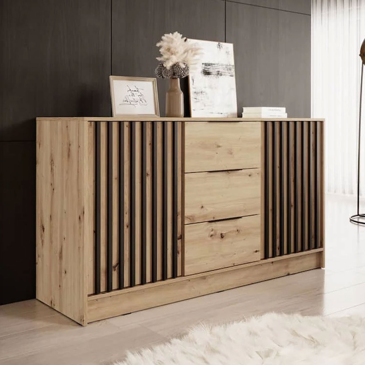 Orion Jax Sideboard with 3 Drawers and 2 Door - Oak Artisan