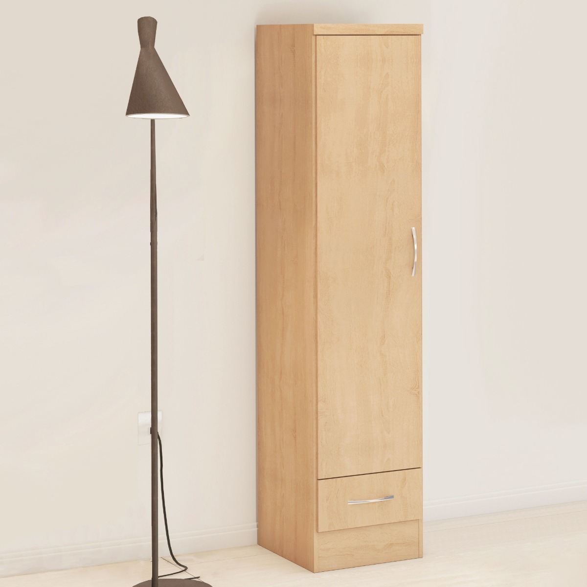 NEWBIGGIN 1 Door Wardrobe with 1 Drawer Medium Oak - 40cm