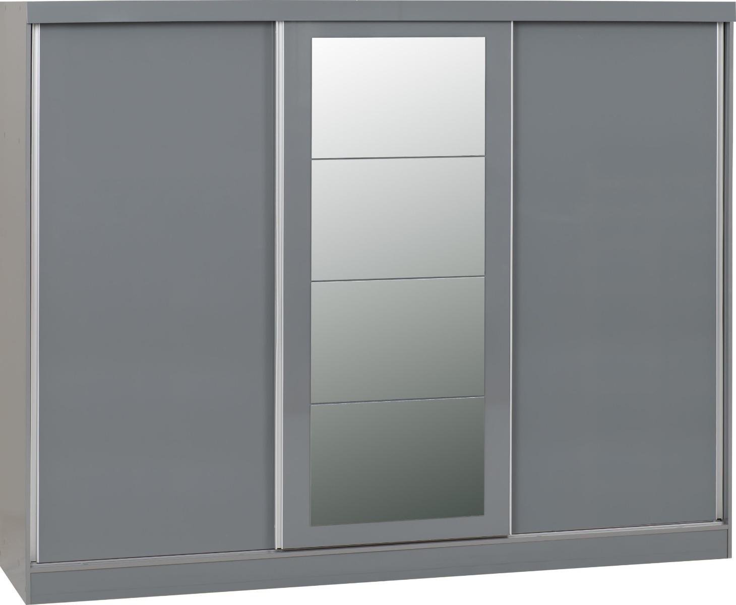 NEWBIGGIN 3 Door Mirrored Sliding Wardrobe Grey - 242.5cm