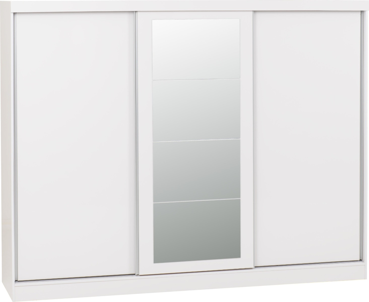 NEWBIGGIN 3 Door Mirrored Sliding Wardrobe White - 242.5cm