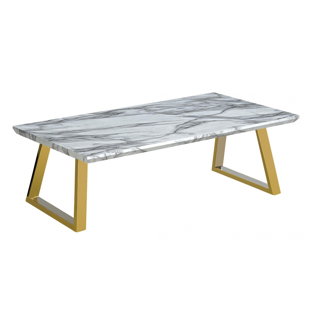 Luxurious Living Ottawa Rectangular Coffee Table - Marble Effect Top, Gold Chrome Legs