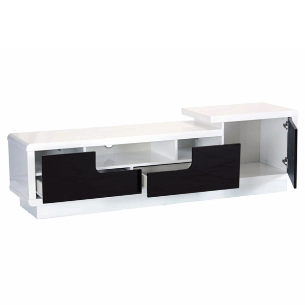 Bremerton Modern Elegance High Gloss TV Cabinet with Push Open Door and Drawers - White