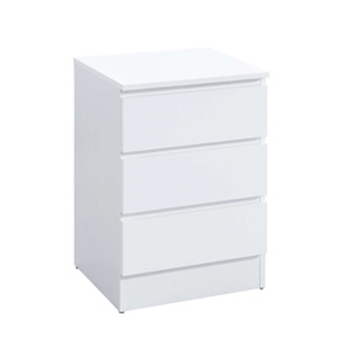 Bedside Table - TROW 3 Drawer Nightstand White 40cm