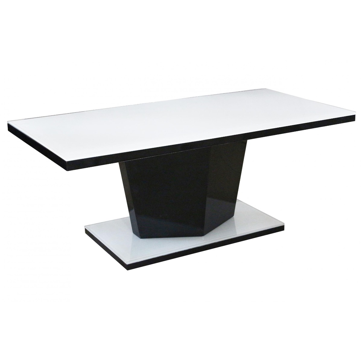 Lafayette Super White Glass Coffee Table Modern Elegance with High Gloss Frame Black